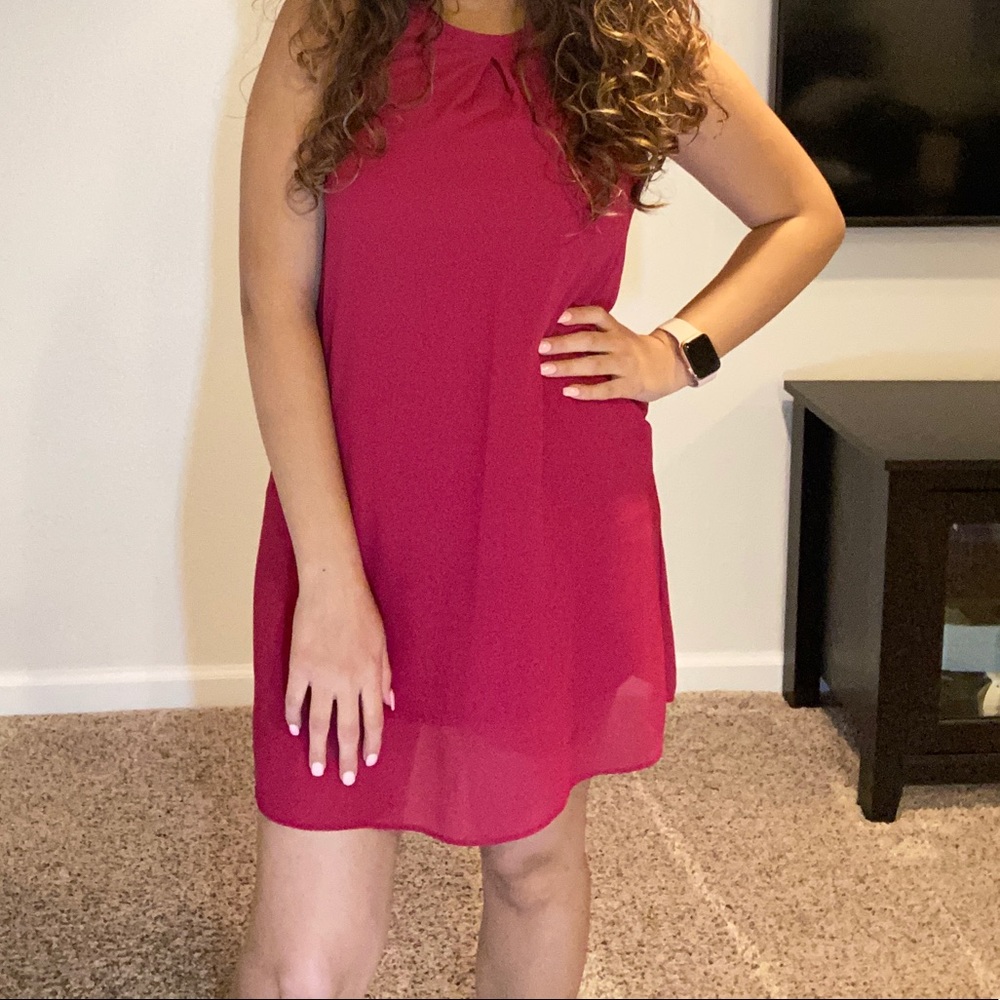 Flowy mini magenta dress from JCP. Size S